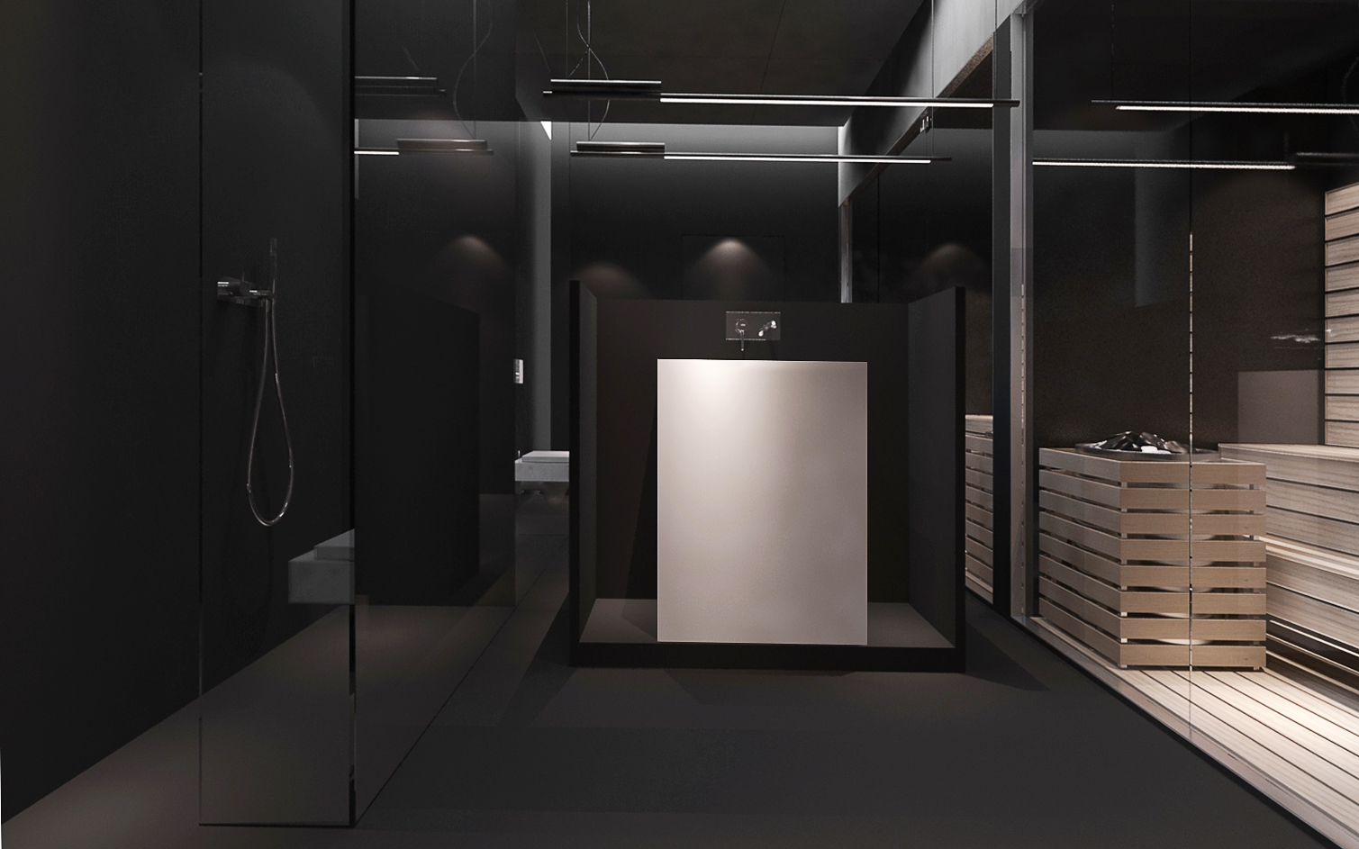 020 mono architekt wnętrz śląsk katowice gliwice nowoczesna łazienka sauna minimalistyczna